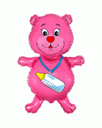 BOTTLE BEAR PINK ФОЛЬГА ВОЗДУШНЫЙ ШАР 82 CM