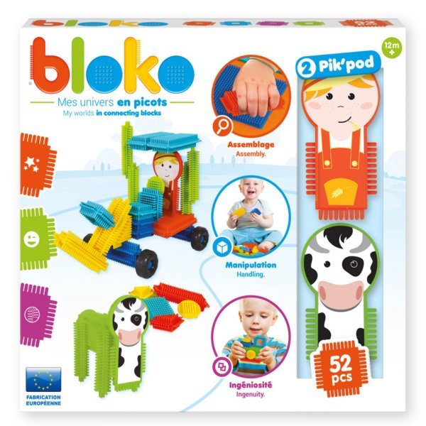 Игольчатый конструктор &quot;Bloko&quot;. 50 деталей + 2 персонажа (ферма)