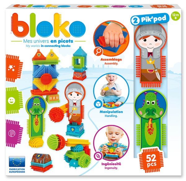 Игольчатый конструктор &quot;Bloko&quot;. 50 деталей + 2 персонажа (рыцарь и дракон)