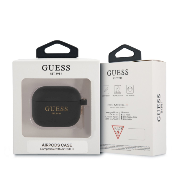 GUA3LSC4EK Guess 4G Charm Силиконовый чехол для наушников Apple Airpods 3 черный