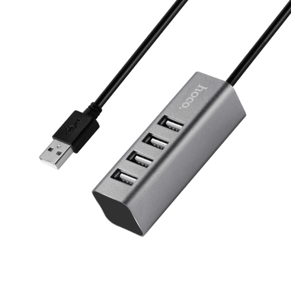 HOCO HUB HB1 Хаб 1 x 4 USB Разделитель серый