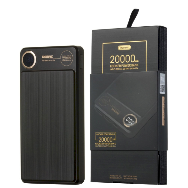 Remax RPP-59 Kooker Power Bank Портативный аккумулятор 20000 mAh / 2.1A Черный