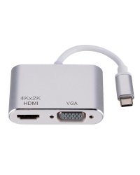 Fusion видеоадаптер USB-C на HDMI (4K при 30 Гц, 1080P при 60 Гц) + VGA Серебряный