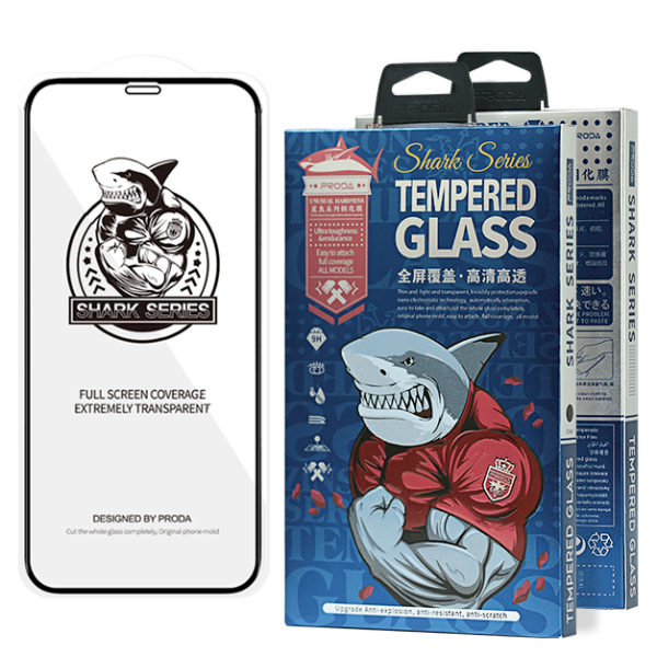 Proda Shark Full Glue glass защитное стекло для экрана Apple iPhone 12 / 12 Pro черное