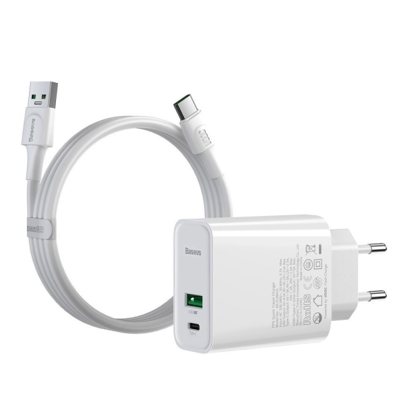 Baseus Speed PPS VOOC TZCCFS-H02 Сетевое зарядное устройство USB / USB-C / 4.5A / QC 4.0 / PD 3.0 белое