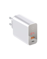 Baseus Speed PPS CCFSEU907-02 Сетевое зарядное устройство USB-C / 45W / 5A / Quick Charge 3.0 / LCD / Smart OFF Белое