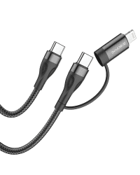 Borofone Cable BX61 Source 2 in 1 - Type C to Type C + Lightning - PD 20W|60W 3A 1 metre black