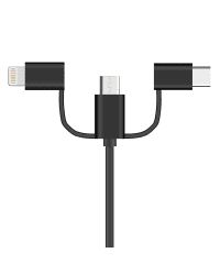 Кабель для передачи данных Fusion 3 в 1 lightning / USB-C / micro USB 1м черный