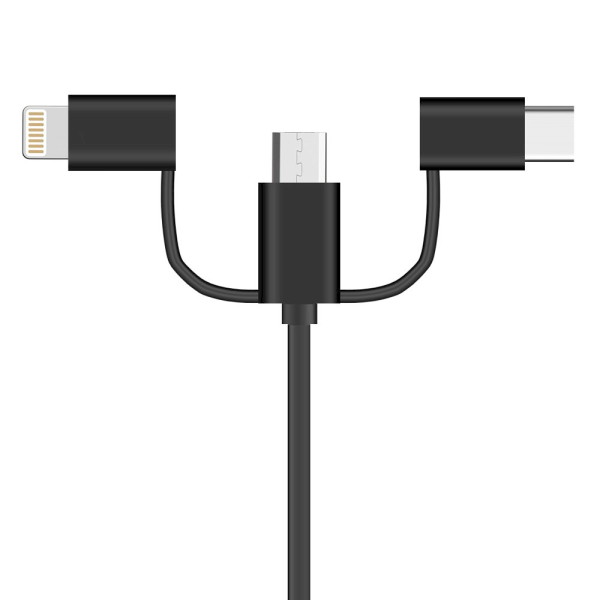 Кабель для передачи данных Fusion 3 в 1 lightning / USB-C / micro USB 1м черный