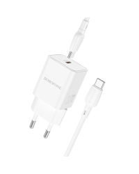 Borofone Wall charger BN13 Safety - Type C - PD 30W with Type C to Type C cable white