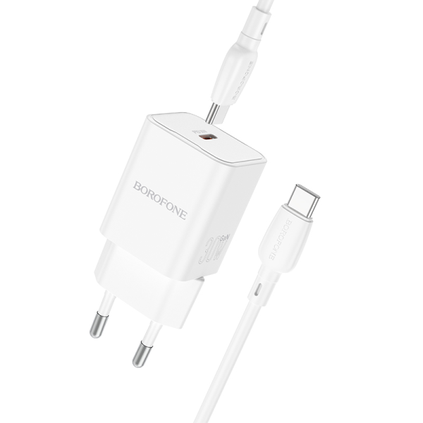 Borofone Wall charger BN13 Safety - Type C - PD 30W with Type C to Type C cable white