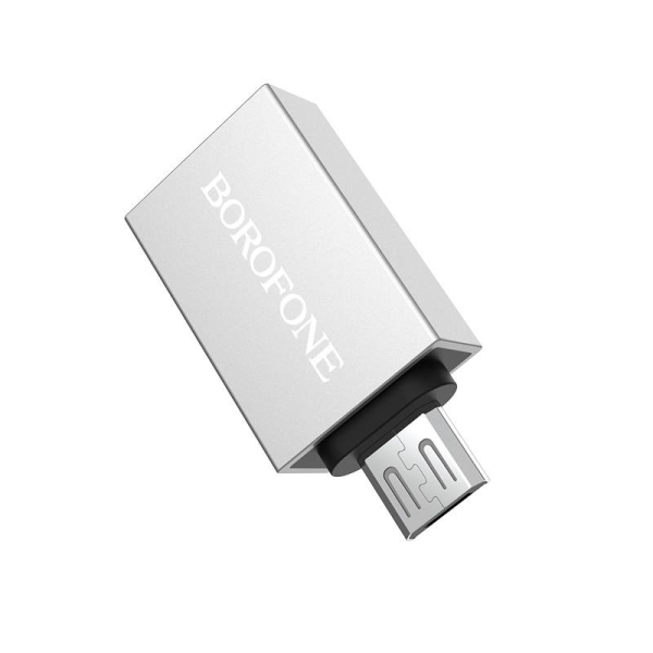 Переходник Borofone BV2 OTG Micro USB на USB серебристый