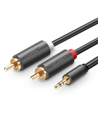 UGREEN AV102 2x RCA cable (Cinch) jack 3.5 mm 1.5m (black)