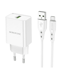 Зарядное устройство для телефона Borofone BN5 | USB | Quck Charge 3.0 | 18 Вт | + кабель Micro USB белый