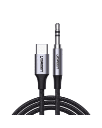 Ugreen stereo audio AUX cable 3,5 mm mini jack - USB Type C for smartphone 1 m black (CM450 20192)