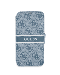 GUBKP13S4GDBL Guess PU 4G Printed Stripe Book Case for iPhone 13 Mini Blue