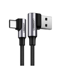 Angle cable USB to USB-C UGREEN US176, 3A, 0.5m (black)