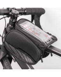 Waterproof bicycle frame bag with a removable phone case black