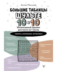 Большие таблицы Шульте 10х10. Интенсивный тренинг для мозга на 1 месяц. Отбивки: память, внимание, интеллект