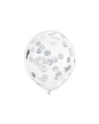 Confetti balloons - circles, 30cm, silver (1 pkt / 6 pc.)