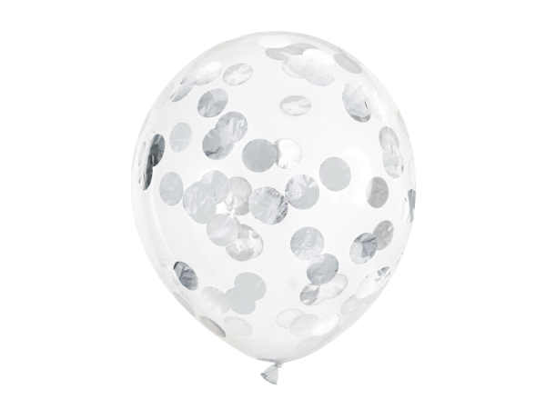 Confetti balloons - circles, 30cm, silver (1 pkt / 6 pc.)