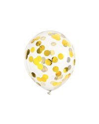 Confetti balloons - circles, 30cm, gold (1 pkt / 6 pc.)