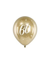 Glossy Balloons 30cm, 60, gold (1 pkt / 6 pc.)