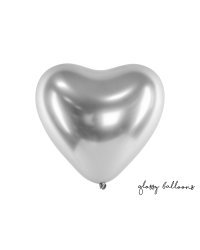 Glossy Balloons 30cm, Hearts, silver (1 pkt / 50 pc.)