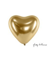 Glossy Balloons 30cm, Hearts, gold (1 pkt / 50 pc.)