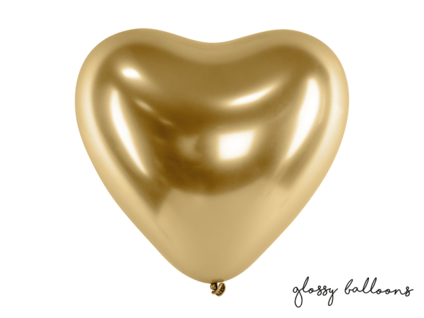 Glossy Balloons 30cm, Hearts, gold (1 pkt / 50 pc.)