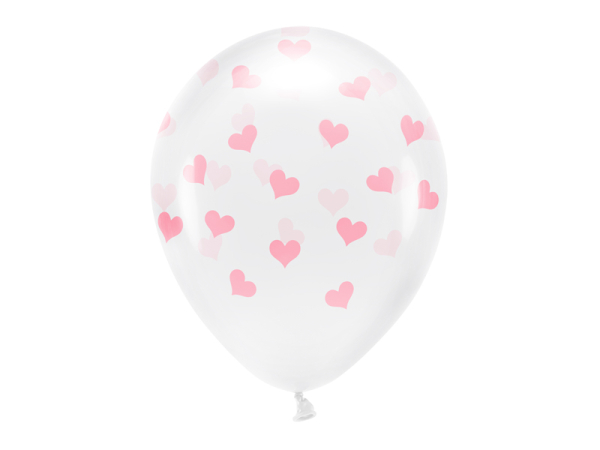 Eco Balloons 33 cm, Hearts, Crystal Clear (1 pkt / 6 pc.)