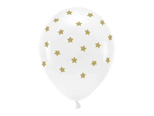 Pastel Eco Balloons 33 cm, Stars, white (1 pkt / 6 pc.)