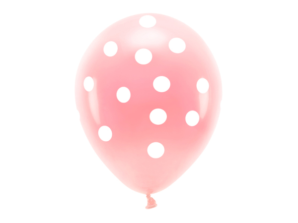 Pastel Eco Balloons 33 cm, Dots, light pink (1 pkt / 6 pc.)