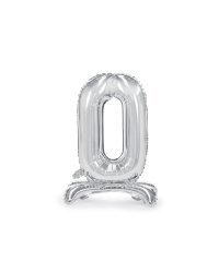 Standing foil balloon Number ''0'', 70cm, silver