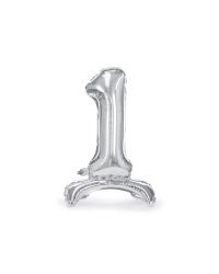 Standing foil balloon Number ''1'', 70cm, silver