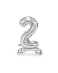 Standing foil balloon Number ''2'', 70cm, silver