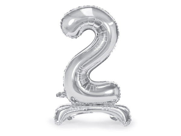 Standing foil balloon Number ''2'', 70cm, silver