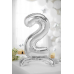 Standing foil balloon Number ''2'', 70cm, silver