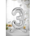 Standing foil balloon Number ''3'', 70cm, silver