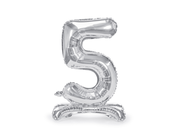 Standing foil balloon Number ''5'', 70cm, silver