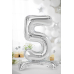 Standing foil balloon Number ''5'', 70cm, silver