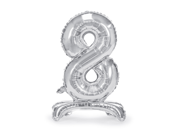 Standing foil balloon Number ''8'', 70cm, silver