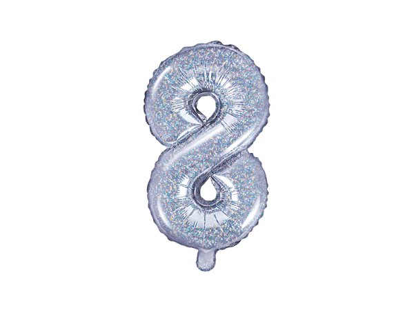 Foil Balloon Number ''8'', 35cm, holographic