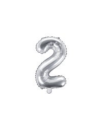 Foil Balloon Number ''2'', 35cm, silver