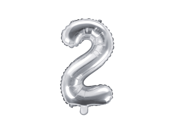 Foil Balloon Number ''2'', 35cm, silver