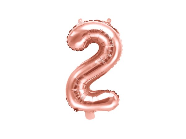 Foil Balloon Number ''2'', 35cm, rose gold