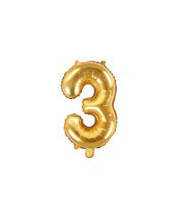 Foil Balloon Number ''3'', 35cm, gold