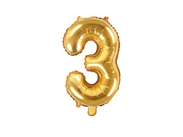 Foil Balloon Number ''3'', 35cm, gold