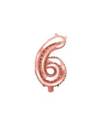 Foil Balloon Number ''6'', 35cm, rose gold