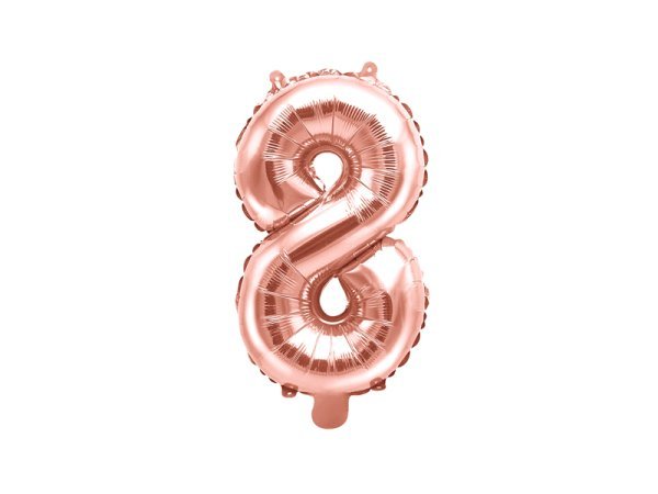 Foil Balloon Number ''8'', 35cm, rose gold